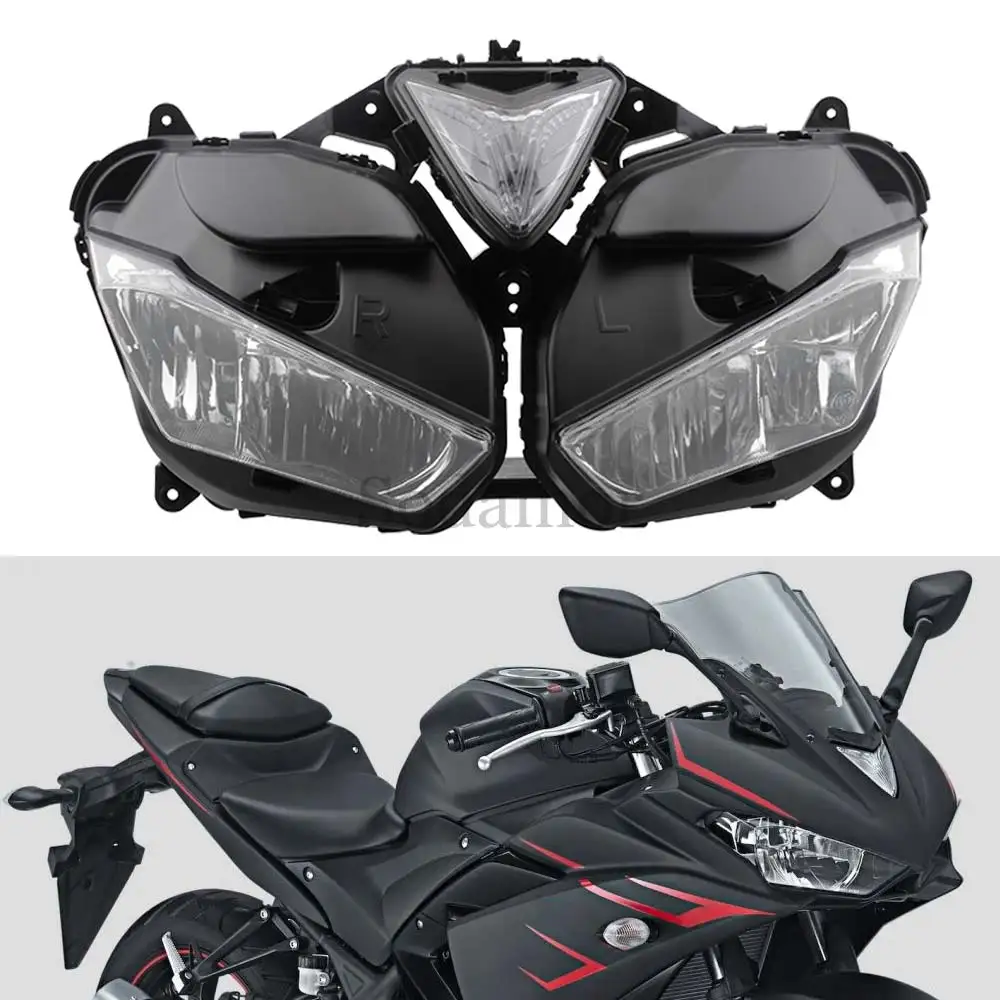 Motorcycle Front Headlight Housing Cover ABS Waterproof For Yamaha YZF-R25 YZF-R3 2013-2018