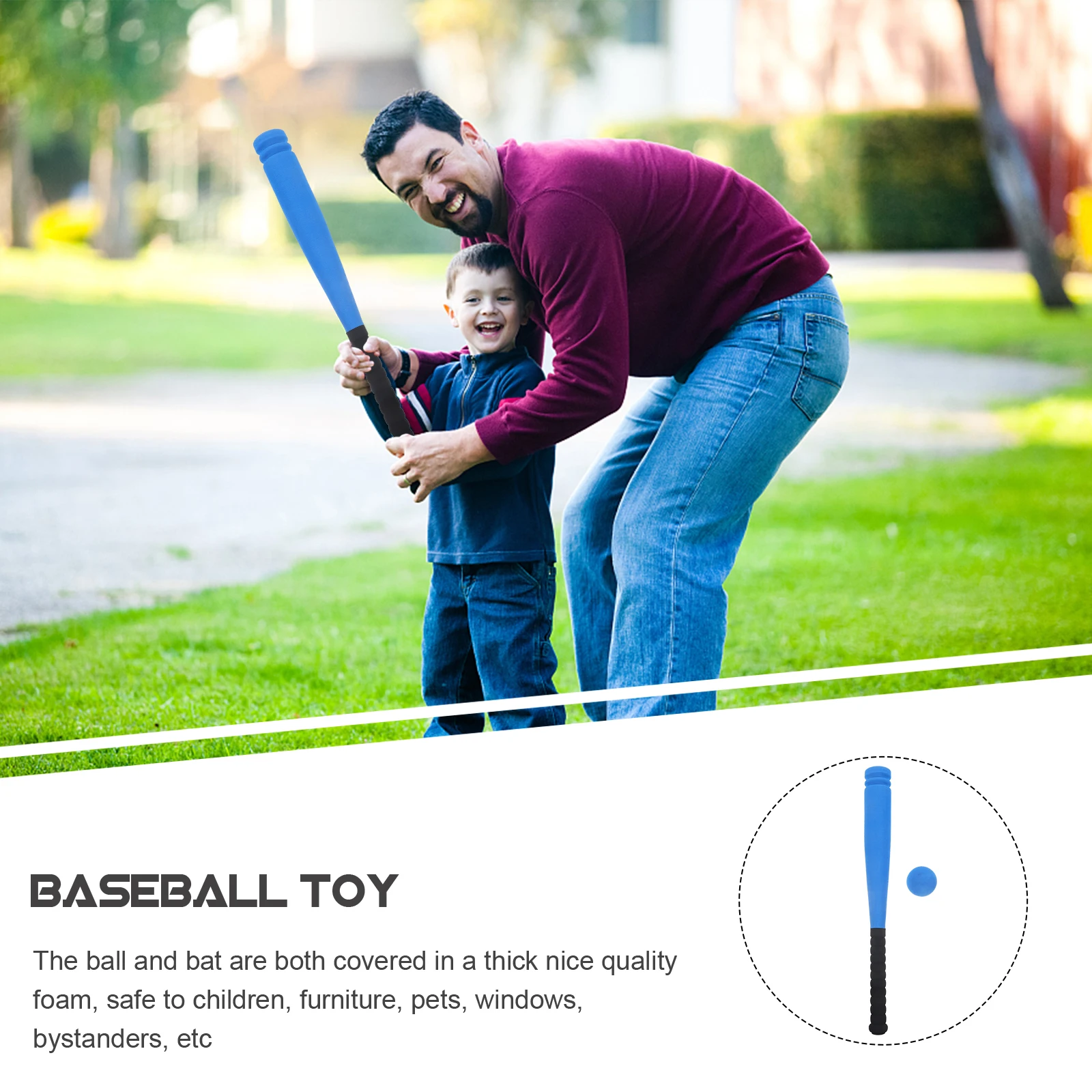 

Baseball Set 21.5 Inch Bat 2.3 Inch Ball Blue Bat Kids Sports Toy Safe Foam Covered Toddler Playset Pupils Toy Baseball
