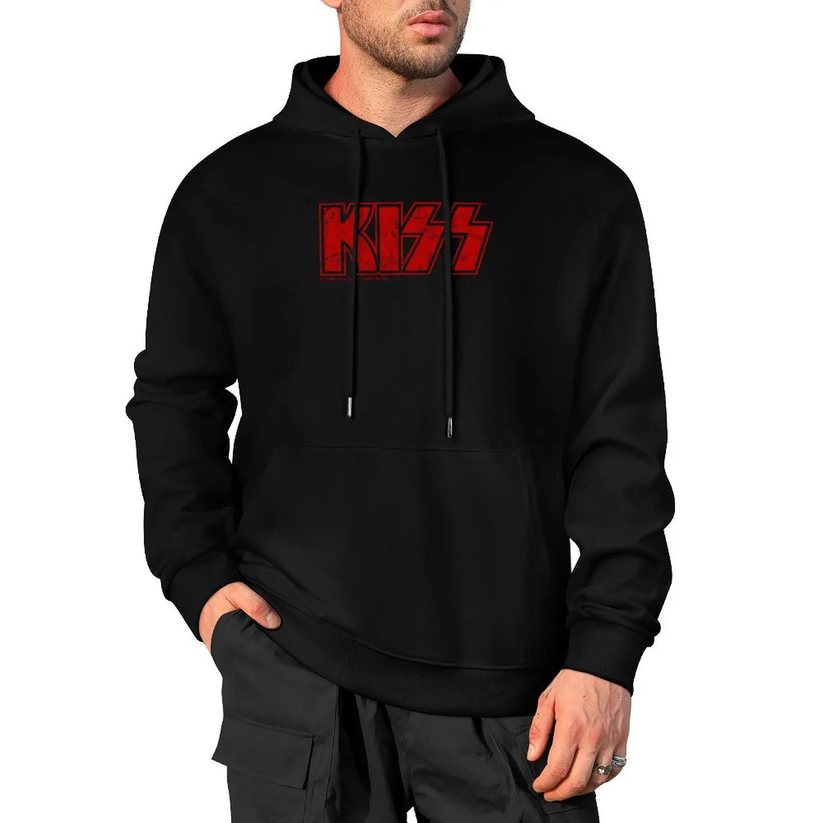 Kiss the Band logo red Pullover Hoodie men's clothing men clothing fashion men mens clothing hoodie streetwear