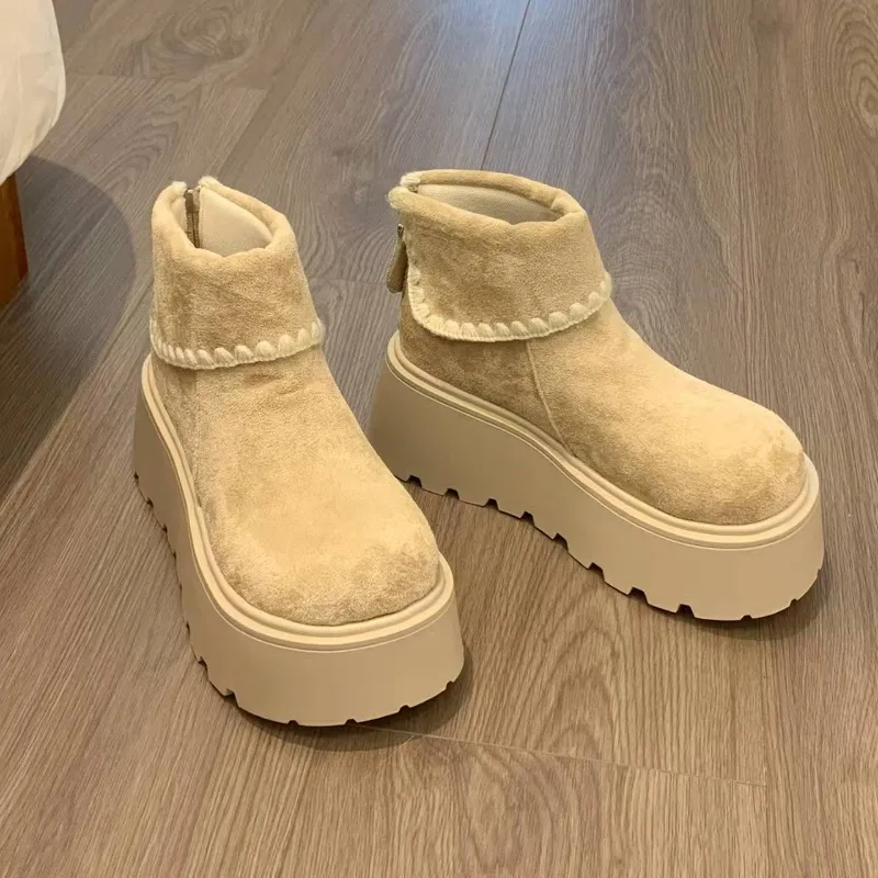 أحذية نسائية بكعب منصة على الطراز البريطاني ونعل سميك لزيادة الارتفاع أحذية تشيلسي غير رسمية لملابس الخريف والشتاء غير الرسمية #5