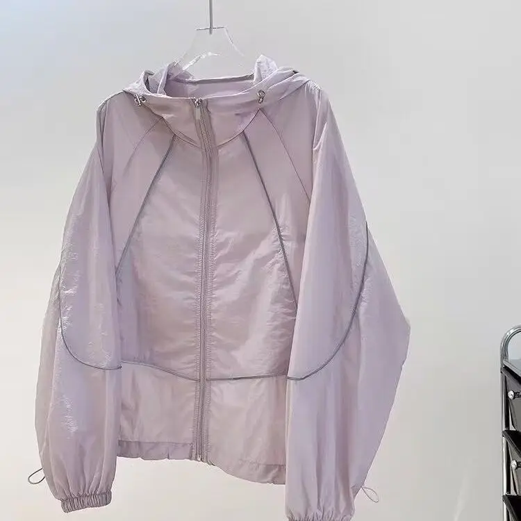 2025 Summer New Hooded Jacket for Women Waterproof Sun Protection Gentle Clothing Clothing Quick Dry Clothes Trench Coat Wh1