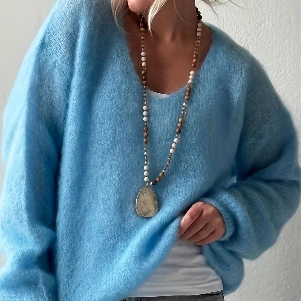 MsChuh Autumn Women's Clothing Pullover Sweater Solid Color Pulls Femmes All-match Loose Simple Style Comfortable Casual Trendy