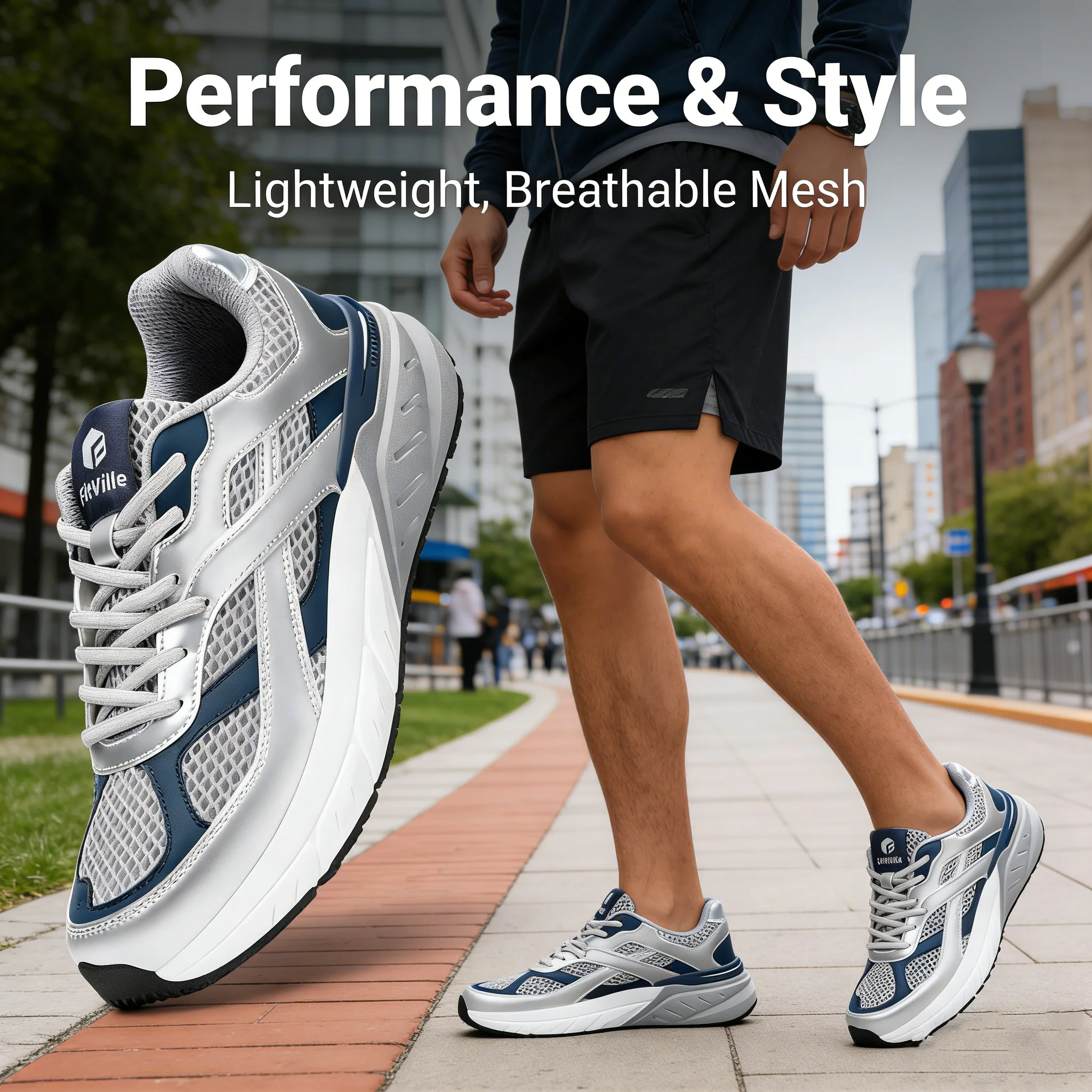 

Fittington Men's Walking Shoes Extra Wide Comfort Sneakers Non Slip Trainers Man Shoes With Arch Support For Flat Feet Plantar