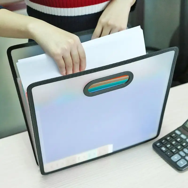 Creative12 Pockets Expanding Wallet Document File Folder Rainbow A4 PP Classification Test Paper Storage Bags Office Supplies