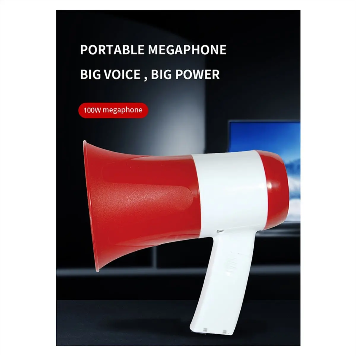 New Speaker 100W Power Portable Bullhorn Megaphone Voice Siren/Alarm Modes Volume Control USB Flash Drive TF Card BT