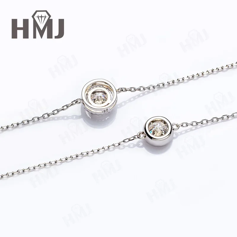 925 Sterling Silber Armband 6,5mm Moissanit Diamant Rundschliff Party Jubiläumsgeschenk Tägliches Tragen Klassische Charms Großhandel – Detail 4