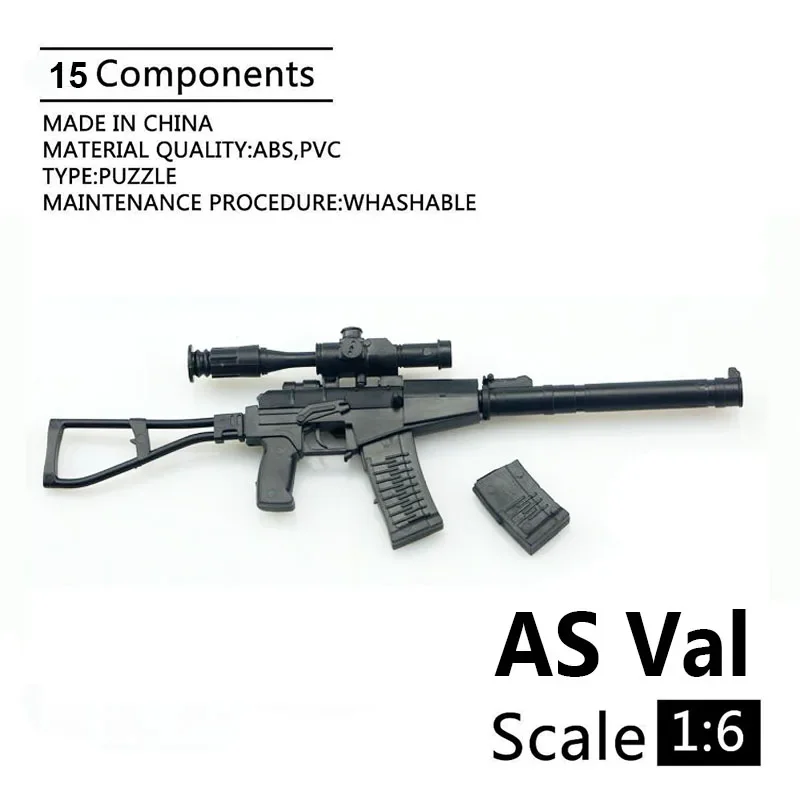 

1/6 Scale SWAT AS VAL Assemble Plastic Gun Model Puzzles Brick Military Weapon Sand Table Toy for 12 inch Action Figure