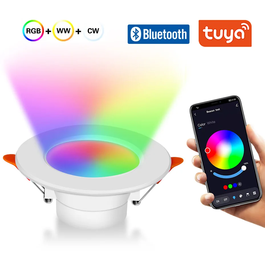 RGB LED Downlight 10W Ceiling Spotlight Lamp Tuya Bluetooth Smart Life APP Control Warm/Cold White Dimmable 220V For Kitchen