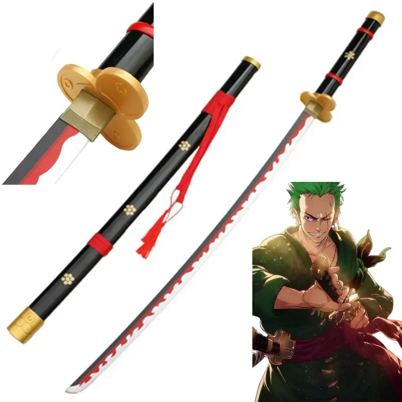 Hotest Roronoa Zoro 41นิ้ว Katana ผีสีม่วงขาว/ดำยามาดาบอาวุธดาบไม้รุ่น104ซม.