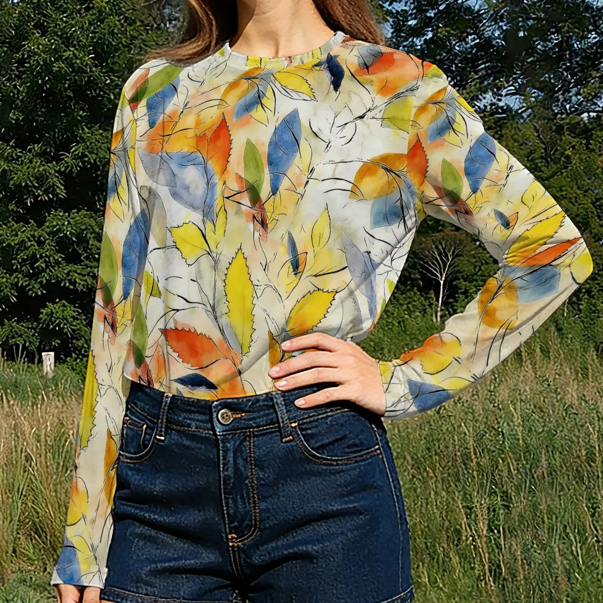 Women's Long-Sleeve Top for Autumn and Winter, Artistic Autumn-Winter Style, Street Fashion for Casual Gatherings.