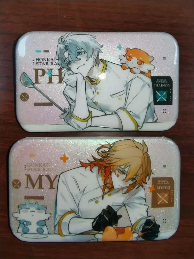 أنيمي هونكاي: ستار السكك الحديدية Phainon Mydei المعجنات الشيف المعادن بريق بروش شارة بدبوس مجوهرات اكسسوارات للملابس على ظهره هدية #3