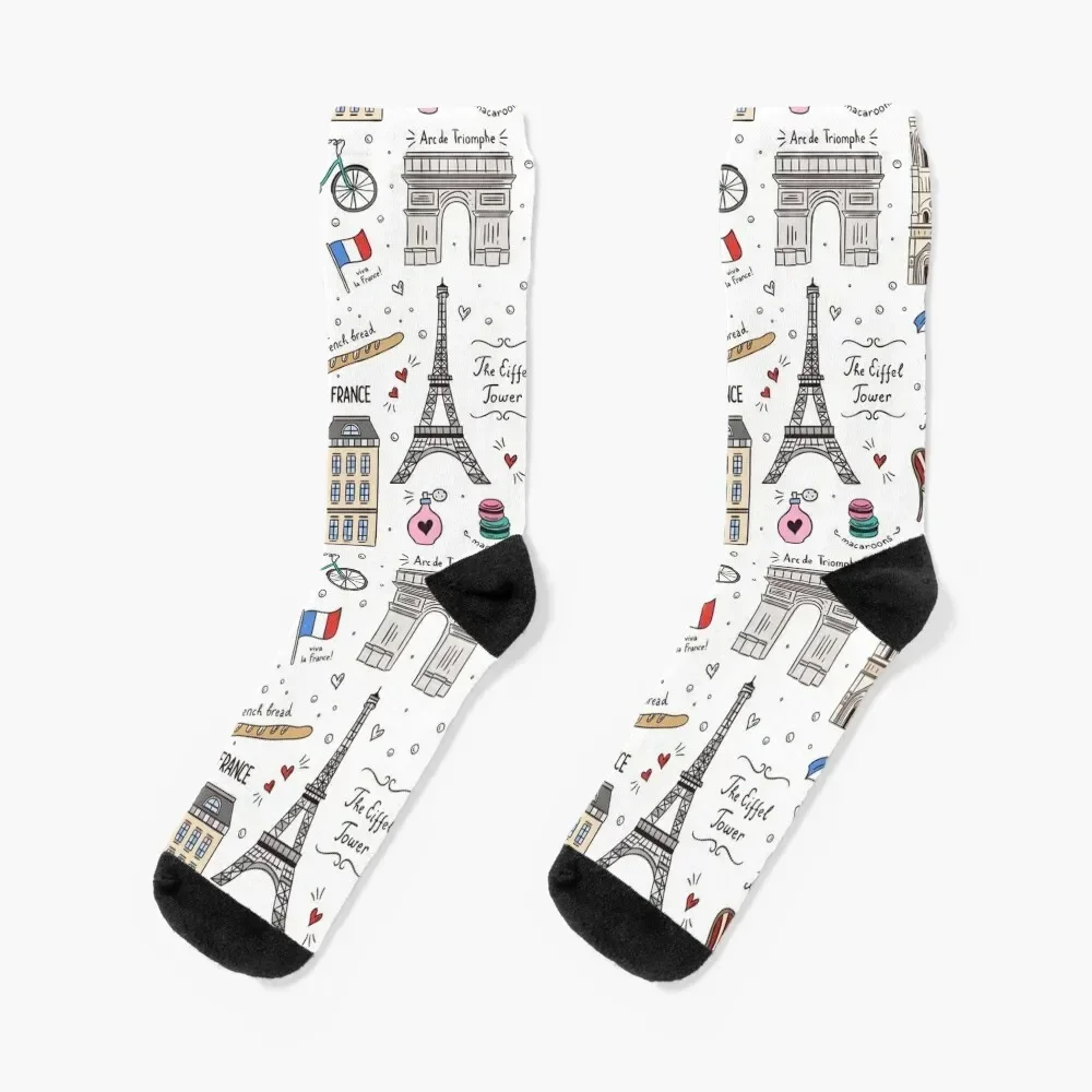 Paris Pattern colors Socks Children's football Run Socks Woman Men's