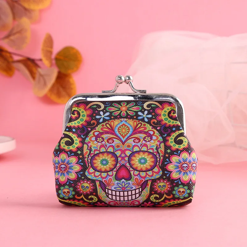 Skull Rose PU Leather Coin Purses Women Hasp Small Wallets Kids Girls Boys Cute Unicorn Retro Mini Change Purse Lady Pocket