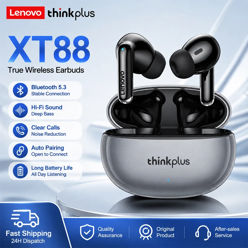 Lenovo XT88 Bluetooth Wireless Headphones Built In Microphone Charging Port Noise Isolating Comfortable Over Ear Headset C New