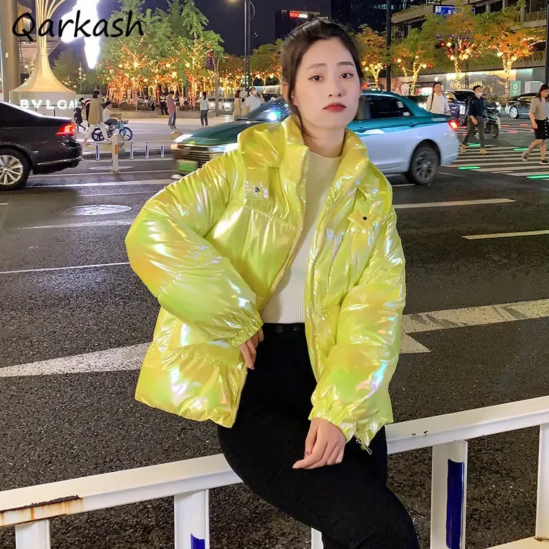 Short Style Parkas Women Clothes 2021 Korean Fashion Thicker Warm Cozy Pure Hooded Wide-waisted All-match College Casual Ulzzang