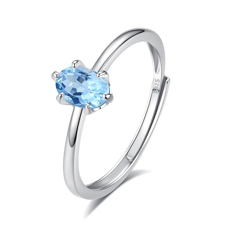 

New Style Niche Natural Stone S925 Sterling Silver Ring for Women - Adjustable Crystal Ring, Premium Accessory for Her