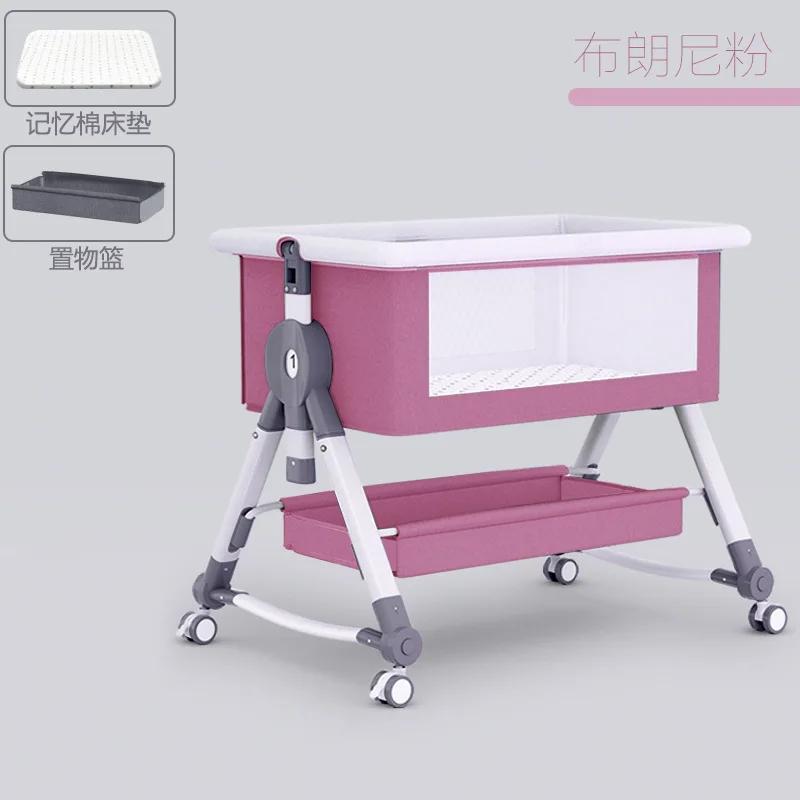 

Baby Crib Newborn Bed Splicing Big Bed Baby Crib Bb Crib Cradle Bed Multi-functional Mobile and Foldable