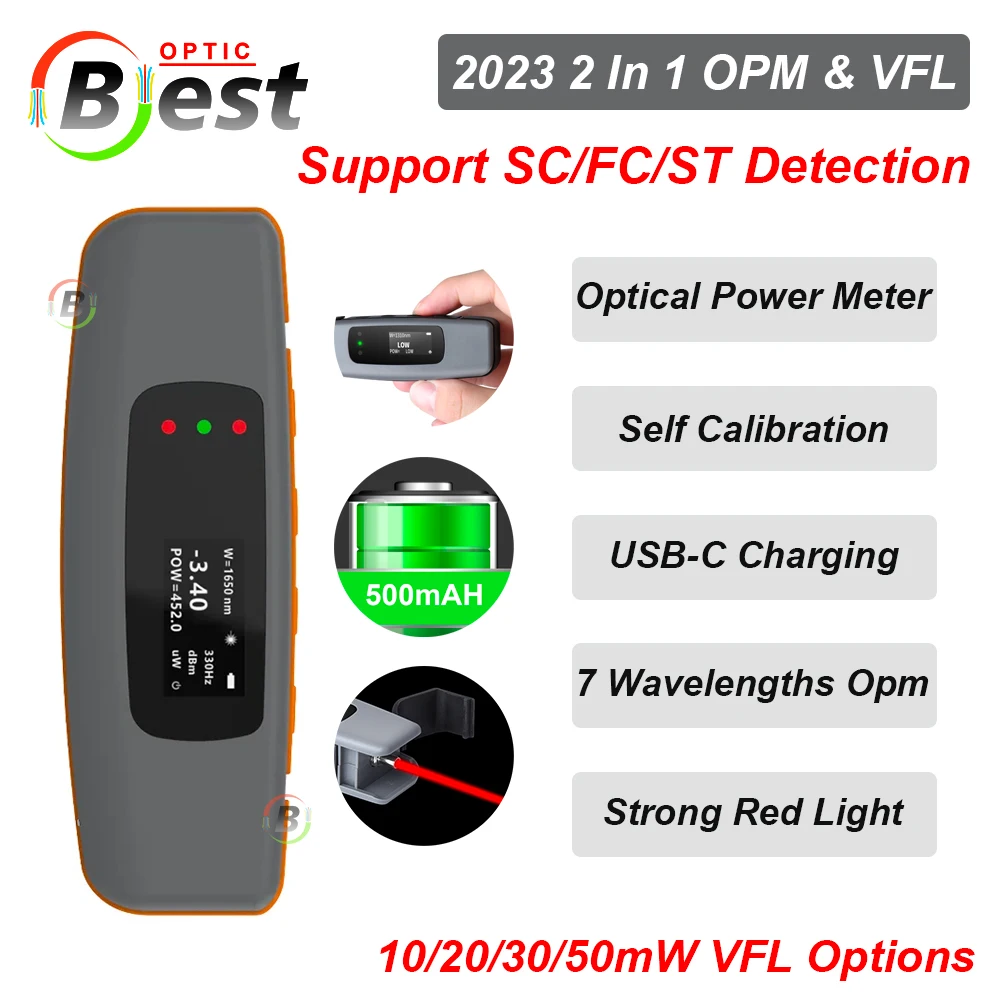 

2023 Новый 2 в 1 Мини OPM перезаряжаемый оптический измеритель мощности-70 ~ 10/-50 ~ 26dBm FTTH Визуальный дефектоскоп 10/20/30/50 МВт встроенный