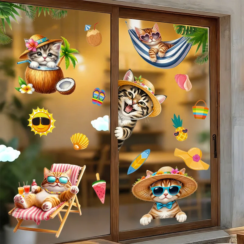 3pcs Animals cat Window Sticker,suitable for cabinet,glass doors,windows and wall decor,holiday decoration,freely DIY combinable