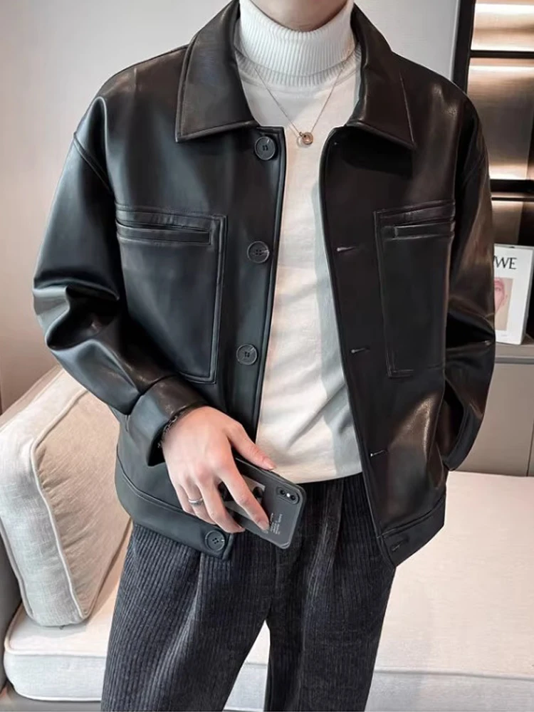 

Свободный мужской кожаный джинт, весна-осень 2026, новый бренд Sle Faion Haome, высококачественная корейская версия, мотоциклетный джинт для пилота