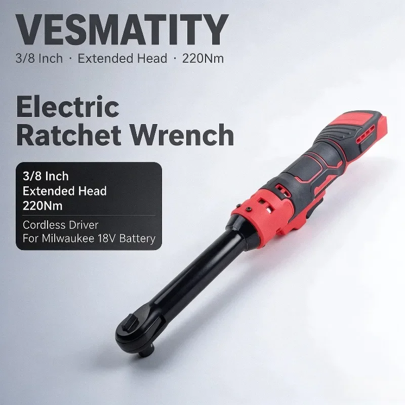 Electric Ratchet Wrench 3/8 Inch Extended Head 220Nm Removal Screw Nut Cordless Driver Power Tools For Milwaukee 18V Battery