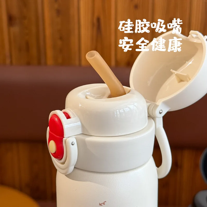 Tazza termica per bambini in acciaio inossidabile 316 con cannuccia per ragazze, ragazzi, studenti, uso scolastico, regalo all'ingrosso