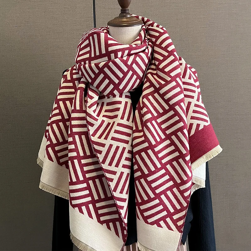 

New Design Houndstooth Cashmere Scarf for Women Winter Warm Blanket Thick Shawls and Wraps Poncho Female Bufanda Tassel Echarpe