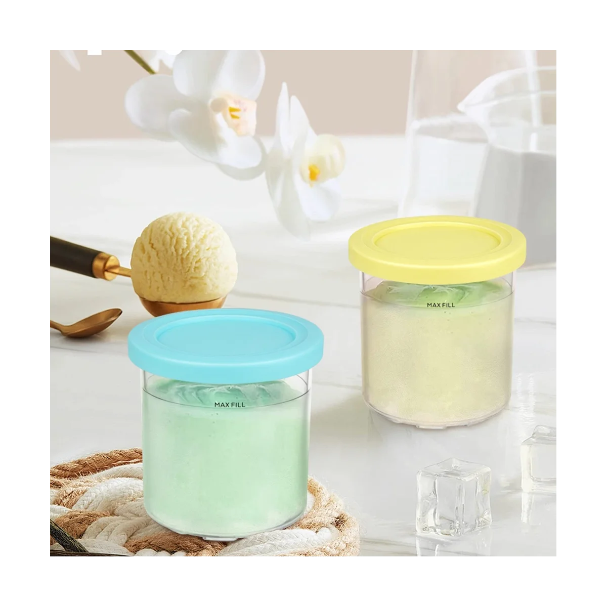 Pendocand veds pour Ninja Creami, série NC301, NC300, NC299AMZ, stockage de crème glacée, plusieurs aliments, congélateur, 4 pièces