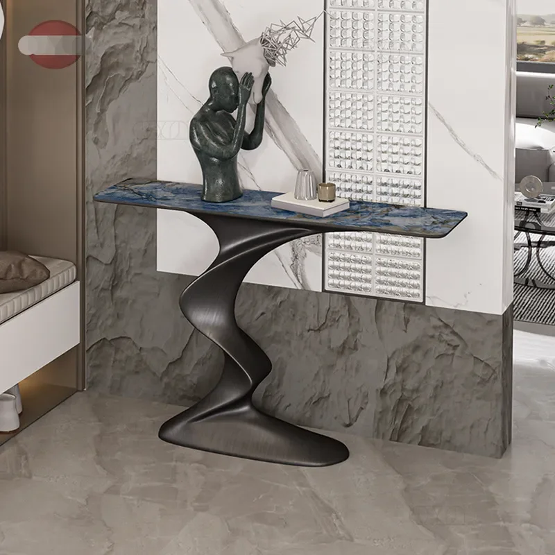 Custom Transparent Gold Foil Welcome Pine Entrance Table for Corridor Light Luxury High End View Console