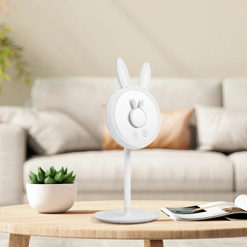 

Cute Bunny Shape Touch Control LED Makeup Mirror with USB Rechargeable - Portable Folding Travel Vanity Mirror for Women Girl
