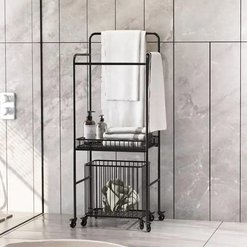 Light luxury bathroom floor towel rack household toilet washstand multi-layer rack Internet celebrity bathroom towel rack