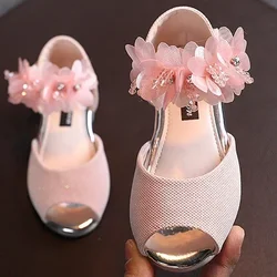 Sandali per bambini nuovo stile estivo Ragazze Moda Strass Fiore Scarpe da principessa Bambine Scarpe da ballo con suola morbida Ragazze