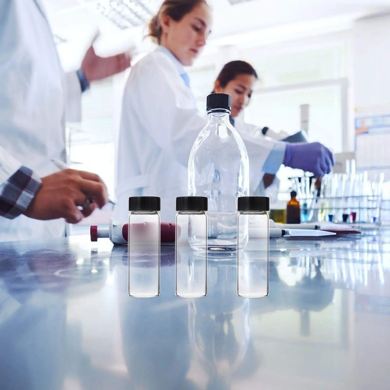 

30Pcs Reagent Bottles Transparent Glass Sample High-Grade Screw Cap for Laboratory School Hospital Chemical Storage Bottles