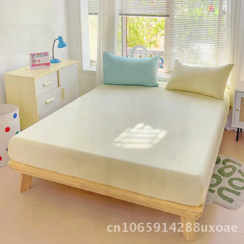 Class a Single Bed Hat Maternal Infant Grade Washed Cotton Pillowcase Pair Super Soft Fitted Sheet for 1.8m & 1.5m Beds