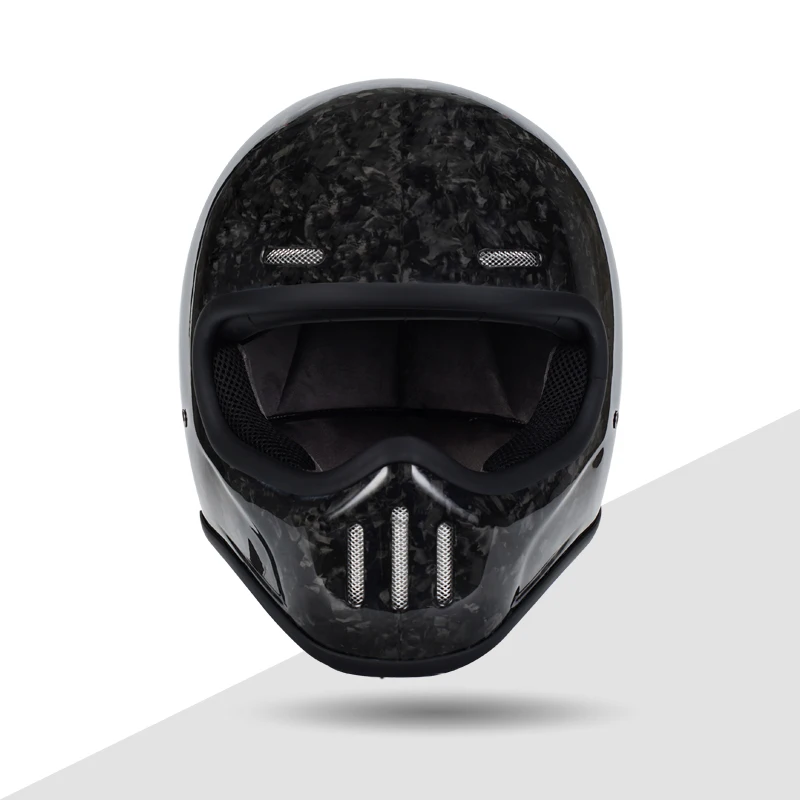 

New Retro Ultralight Carbon Fiber Motorcycle Full Face Helmet With Removable Clear Visor Dot Japan Vintage ttco Racing Moto Helm