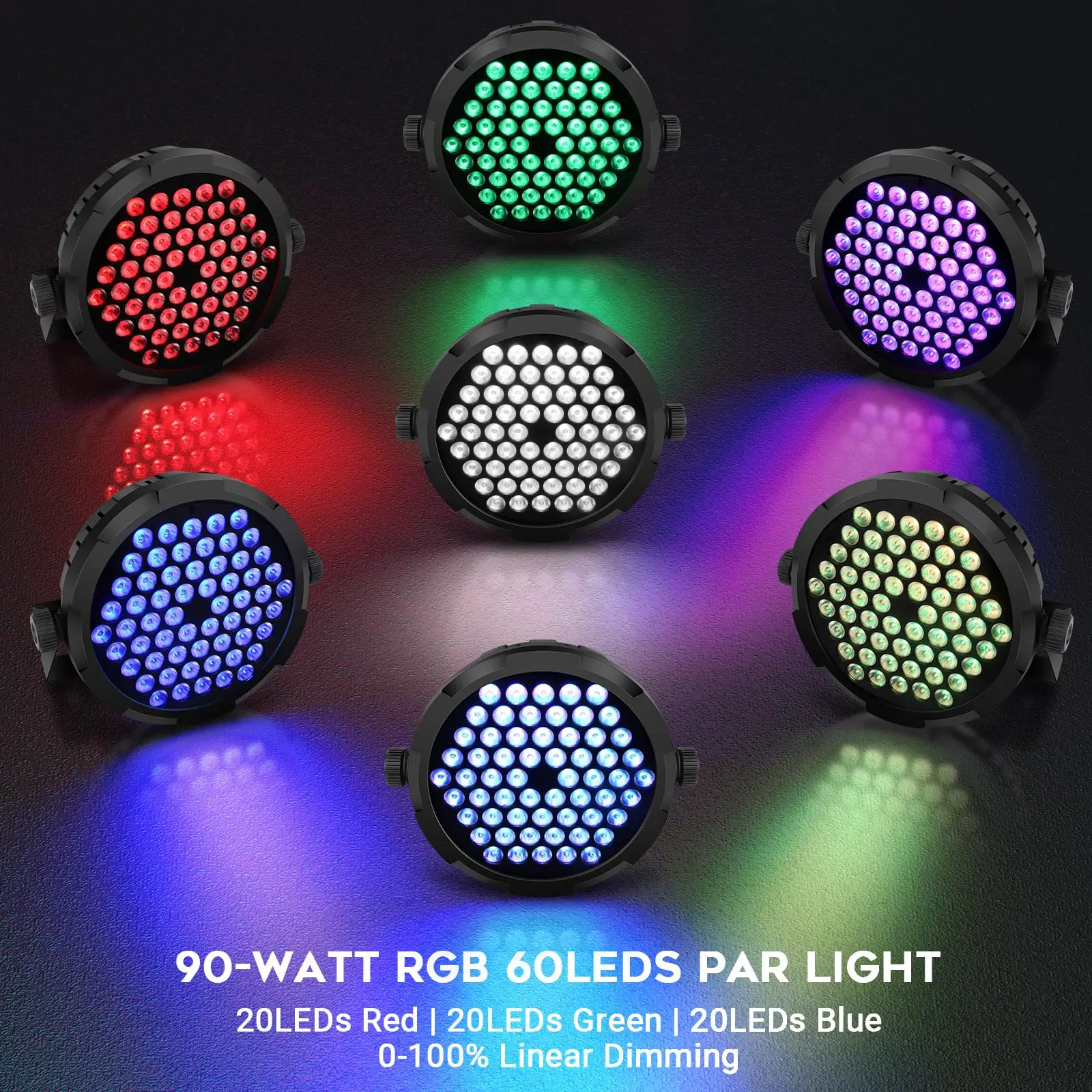 60LED الاسمية ضوء RGB 3IN1 ديسكو مصابيح حفلات DMX512 90 واط DJ Uplights الصوت المنشط الزفاف المرحلة الإضاءة للمناسبات نادي الكنيسة