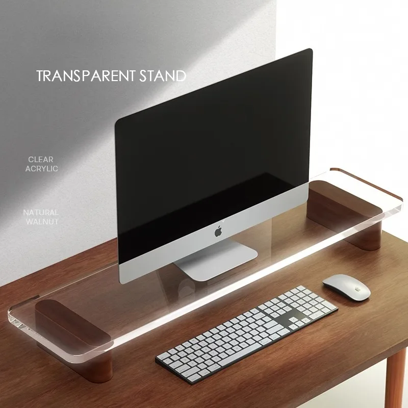 Clear Acrylic Monitor Stand Riser for Computer Office Desk Organizer Shelf Laptop Screen Holder Desktop Workstation Accessories