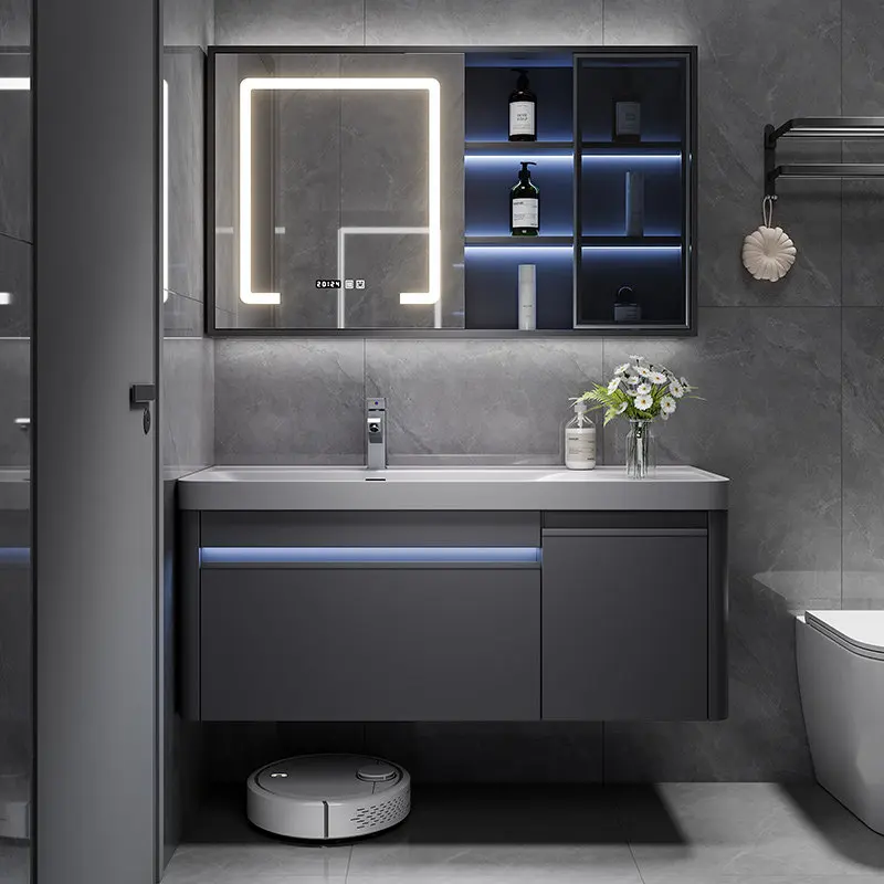 

Bathroom Cabinet Combination Microcrystalline Stone Integrated Basin Toilet Wash Sink Basin Cabinet