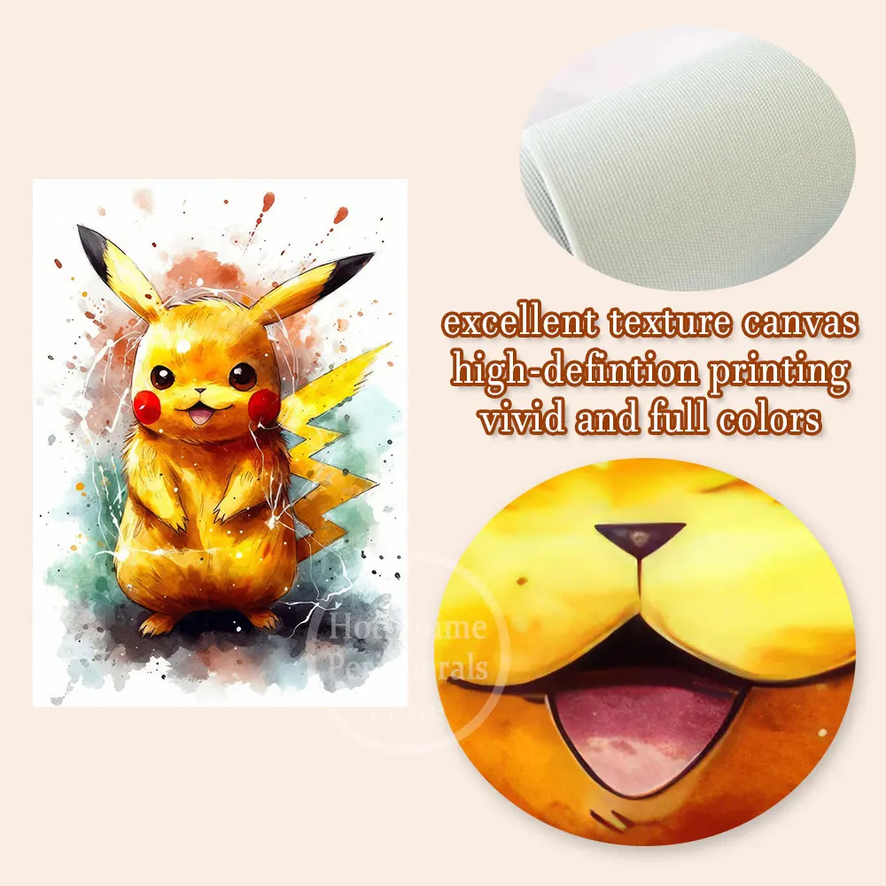 Anime Pokémon Canvas Schilderij Pikachu Squirtle Charmander Poster Aquarel Kunst Muur Cartoon Bubble Muurschildering Kamer Decoratie Geschenken