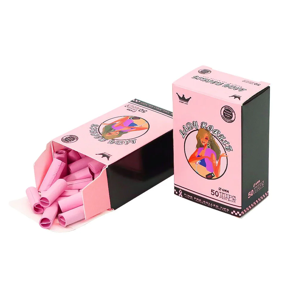 50Pcs Set Boxed 6mm Cute Lady Hornet Disposable Filter Rolling Pink Paper Tobacco Smoking Accessories for Lady