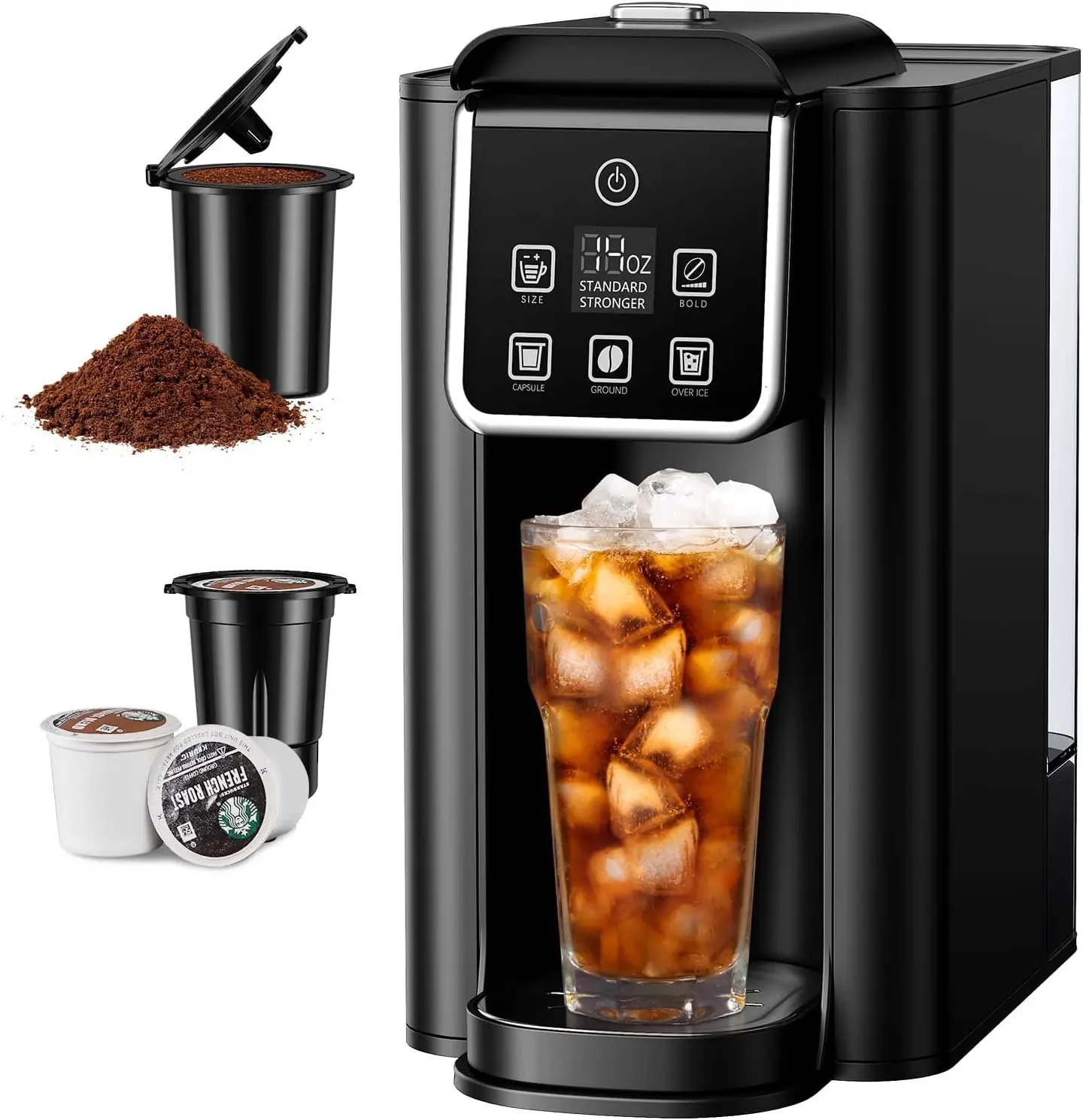 

Single Serve Coffee Maker 2.0, Hot and Iced Coffee Machine for K Cup Pods & Ground Coffee, 6 to 14 oz Brew Sizes, 50 oz