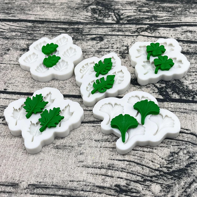 Ginkgo Palm Monstera Deliciosa Ahornblatt Silikon Sugarcraft Form Harz Werkzeuge Cupcake Backform Fondant Kuchen Dekorieren Werkzeuge – Detail 3
