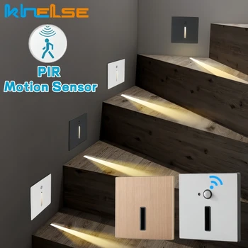 PIR 모션 센서 LED 벽 램프, 내장 계단 계단 조명, 사다리 통로 복도 침실 장식, 벽 조명 고정장치 AC85-265V, 1.5W