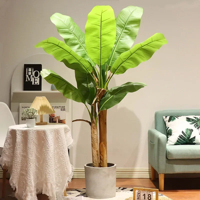 Artificial Banana Tree Plant Large Fake Green Plants, Palm Leafs for Home&Indoor or Outdoor Tropical Plants Decor