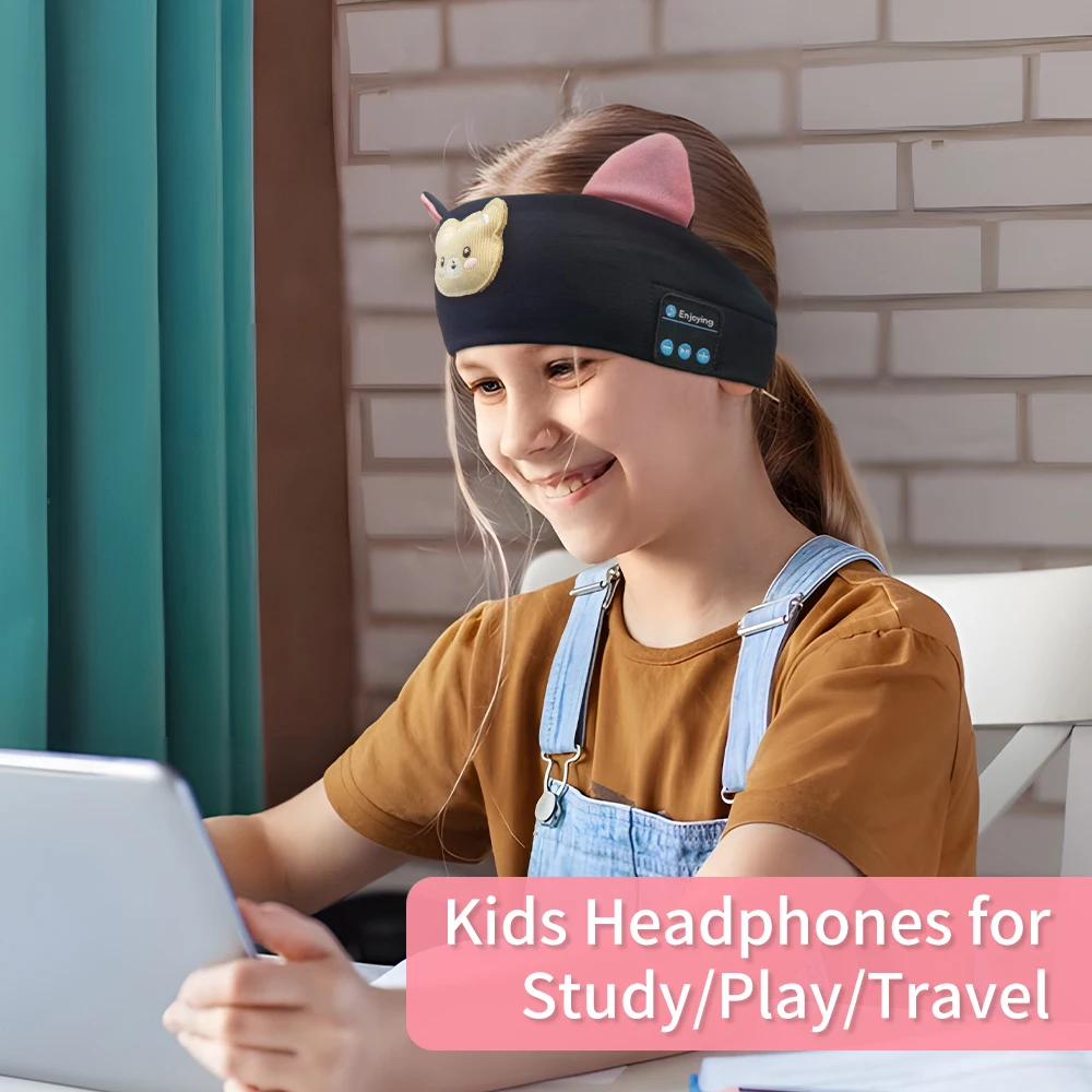 Bluetooth 5.3 Wireless Headband Kids Sleep Headphones Bluetooth Eye Mask Study Travel Outdoor Sleeping Headset, 16 Hours Work