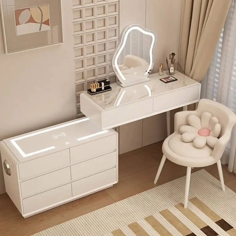 White Storage Makeup Vanity Desk Luxury Natural Sturdy Vintage Makeup Vanity Desk Cheap Wooden Kaptafel Furniture For Home