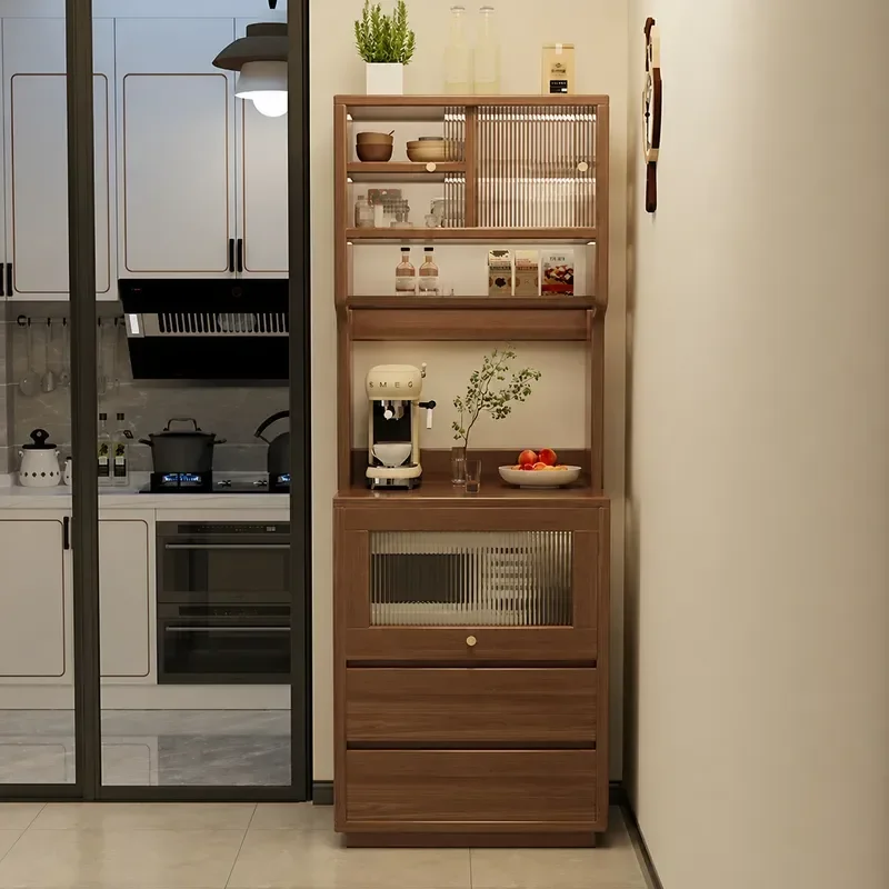 Solid Wood Side Cabinet Simple Living Room Integrated Wall Tea Cabinet Kitchen Storage Locker Wine Cabinet