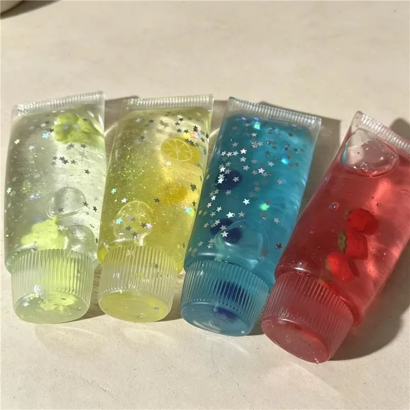 Clear Glitter Toothpaste Shape Squishy Squeeze Slow Rising Deformable Fidget Toy For Adults Portable Stress Relief Sensory Toy
