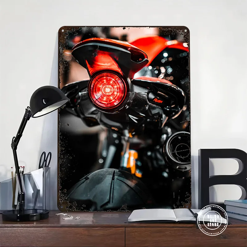MV Motorcycle Rush 1000 Tinplate Poster Customized Wall Art Vintage Metal Signs Retro Plates for Home Decoration Gaming House