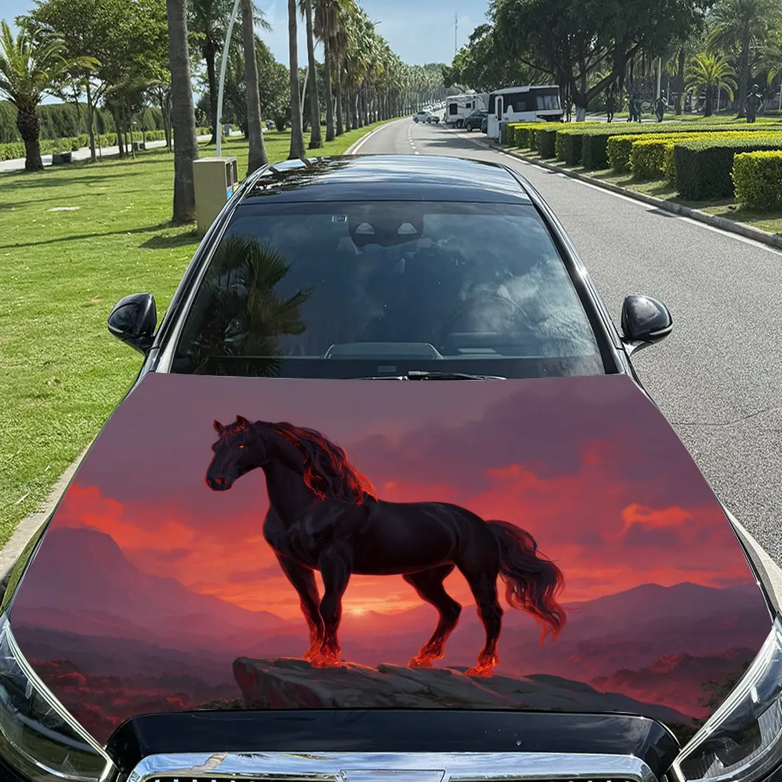 

Наклейки на капот автомобиля Heroic Divine Horse Print, водонепроницаемые самоклеящиеся, устойчивые к царапинам, легко приклеиваемые, прочные автомобильные наклейки из ПВХ
